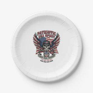 Assiettes En Carton Motard Patriotique Crâne Motard Route Liberté Patr