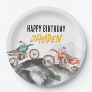 Assiettes En Carton Moteur Dirt Vélo Fast Un 1er anniversaire fête