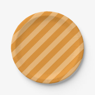 Assiettes En Carton Motif à bandes diagonales orange carottes délicate
