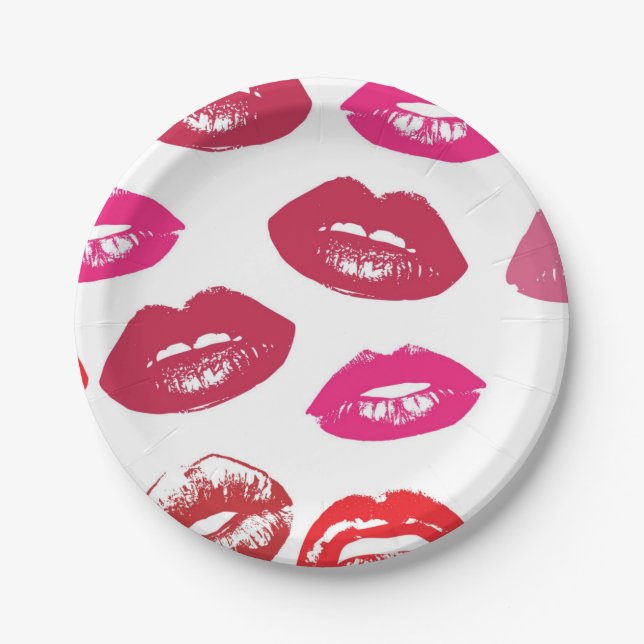 Assiettes En Carton Motif à bouche rouge Personnalisé (Devant)