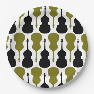 Assiettes En Carton Motif à cordes - Vert et Noir