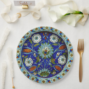 Assiettes En Carton Motif à fleur Iznik turc pour Mariage