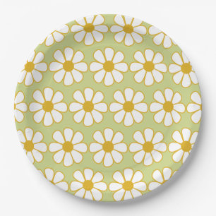 Assiettes En Carton Motif à fleurs rétro