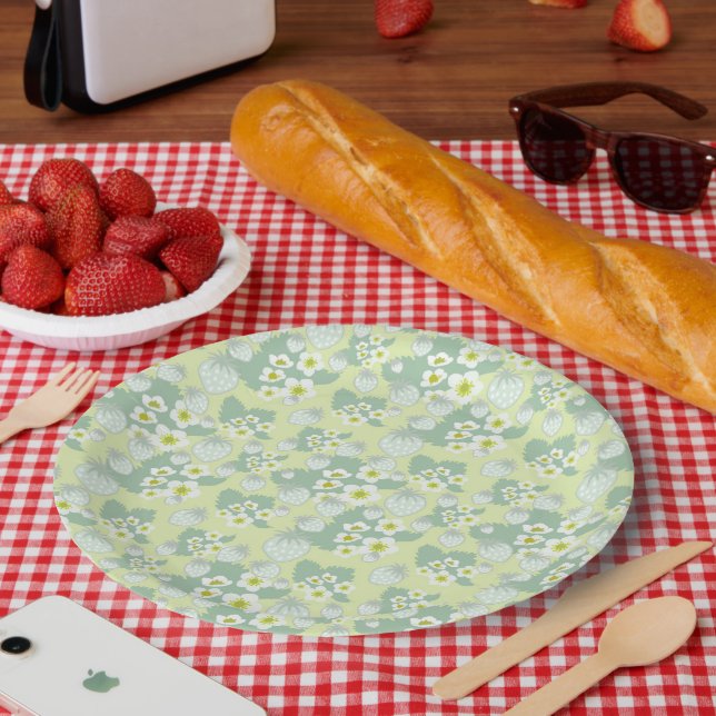 Assiettes En Carton motif à fraise (Pique-nique)
