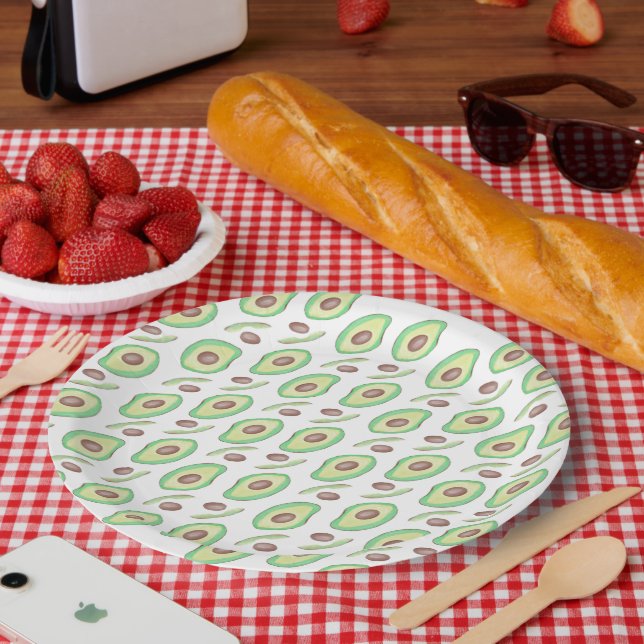 Assiettes En Carton Motif à main de fruits à l'Avocado Pits Slices (Pique-nique)