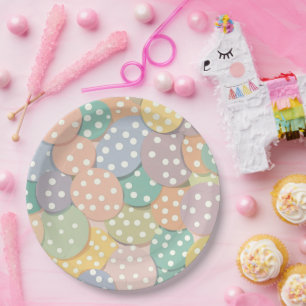 Assiettes En Carton Motif à points Polka sans couleur pastel
