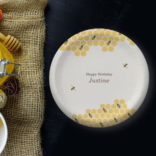 Assiettes En Carton Motif abeilles et peigne de miel