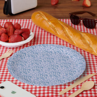 Assiettes En Carton Motif abstrait tacheté gris et bleu