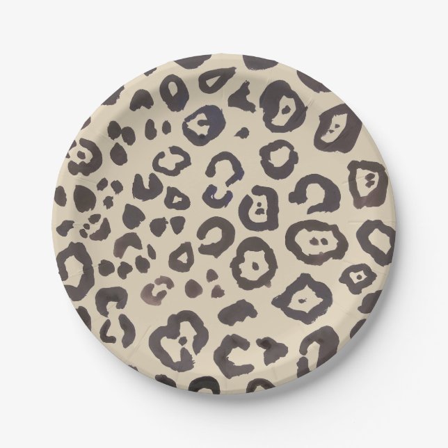 Assiettes En Carton Motif animal Empreinte de léopard (Devant)