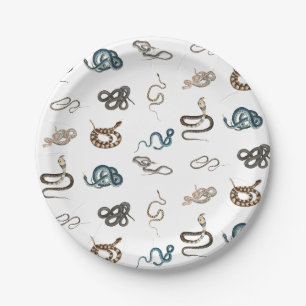 Assiettes En Carton Motif animal reptile de serpents colorés