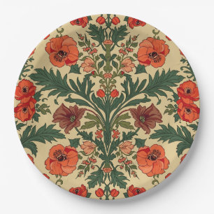 Assiettes En Carton Motif Art Nouveau floral Coquelicots de William Mo