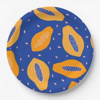 Assiettes En Carton motif aux fruits de Papaya