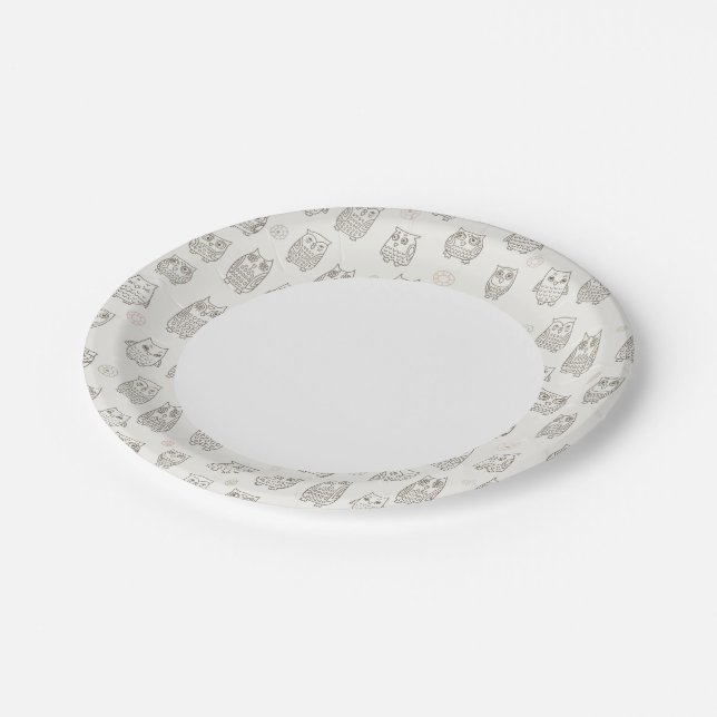 Assiettes En Carton Motif aux hiboux (Angle)