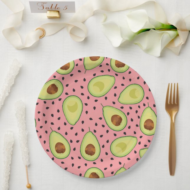 Assiettes En Carton Motif Avocado rose (Mariage)