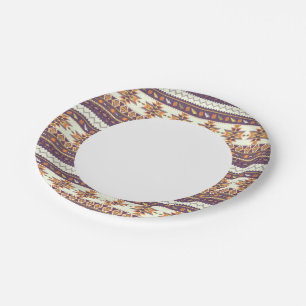 Assiettes En Carton motif aztèque coloré