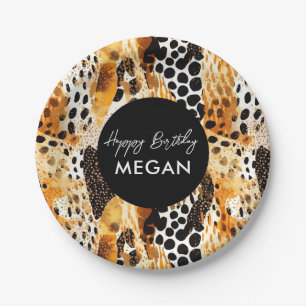 Assiettes En Carton Motif Black and Gold de Safari Animaux