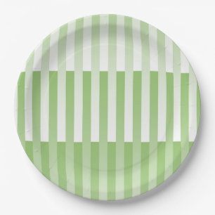 Assiettes En Carton Motif blanc vert rayé