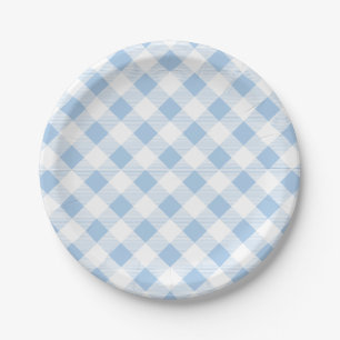 Assiettes En Carton Motif bleu de guingan, pique-nique, plaque à