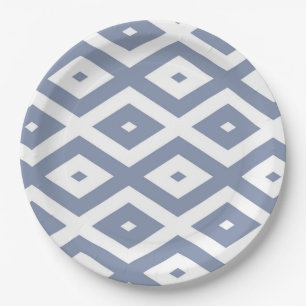 Assiettes En Carton Motif bleu gris et blanc