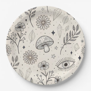 Assiettes En Carton Motif botanique céleste (3)