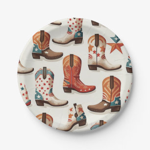 Assiettes En Carton Motif bottes Cowboy