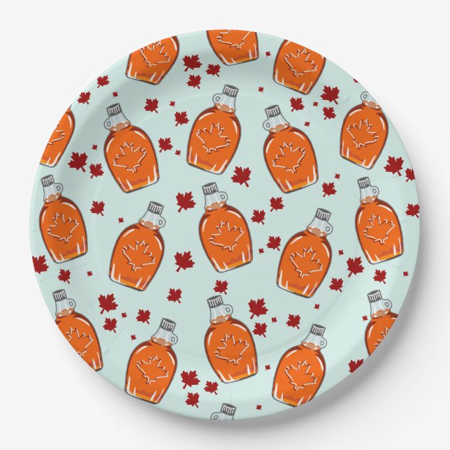 Assiettes En Carton Motif canadien de sirop d'érable (Devant)