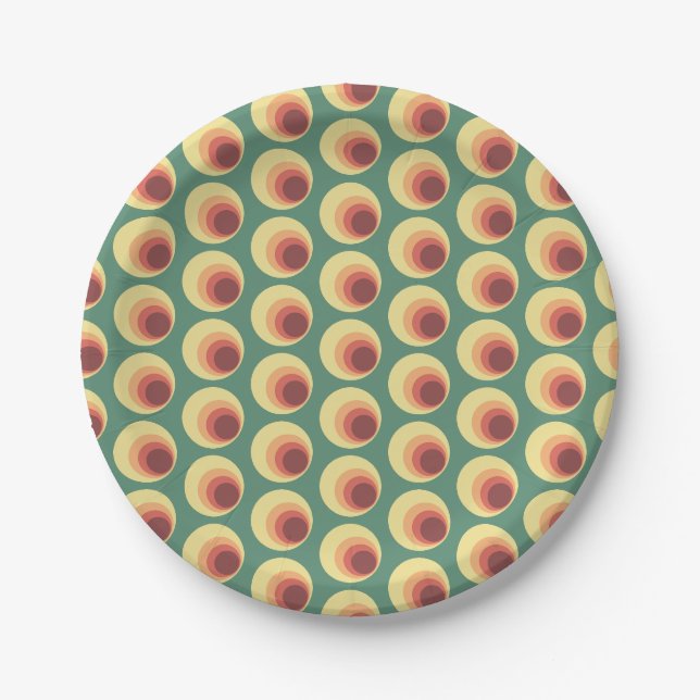 Assiettes En Carton motif circulaire inspiré des années 70 (Devant)