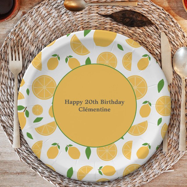 Assiettes En Carton Motif citron (Lemon Pattern Paper Plates)