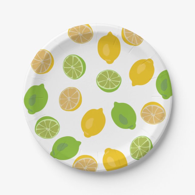 Assiettes En Carton Motif citron et citron vert (Devant)