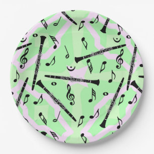 Assiettes En Carton Motif Clarinet Music Note