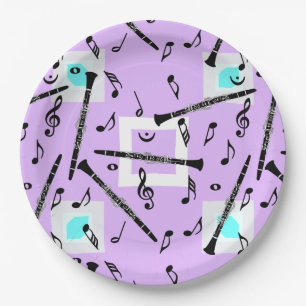 Assiettes En Carton Motif Clarinet Music Note