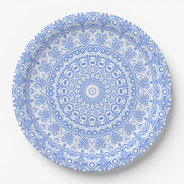 Assiettes En Carton Motif Cornflower Blue Mandala (Devant)