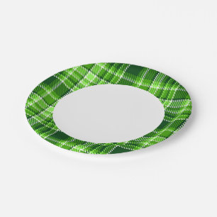Assiettes En Carton Motif couleur verte À damiers