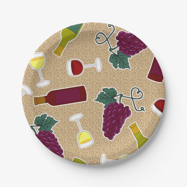 Assiettes En Carton Motif d'amateur de vin (Devant)