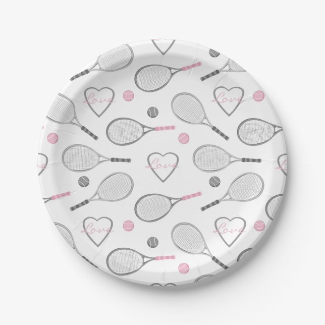 Assiettes En Carton Motif d'amour de tennis (Devant)