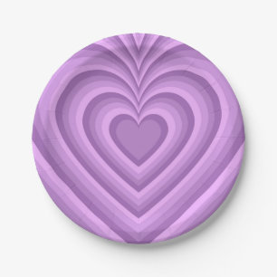 Assiettes En Carton Motif d'amour du coeur hypnotique violet