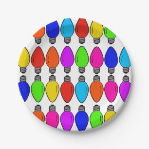 Assiettes En Carton Motif d'ampoules de Noël