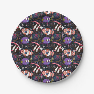 Assiettes En Carton Motif d'animaux aquatiques   vie sous-marine océan