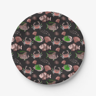 Assiettes En Carton Motif d'animaux aquatiques   vie sous-marine océan