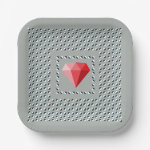 Assiettes En Carton Motif dansant Illusion d'optique Rubis 