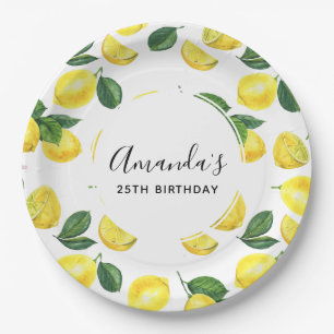 Assiettes En Carton Motif d'aquarelle aux citrons jaunes