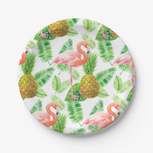 Assiettes En Carton Motif d'aquarelle de jardin tropical