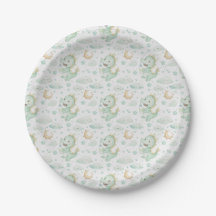 Motif d'aquarelle Green Dragon Baby Pastel