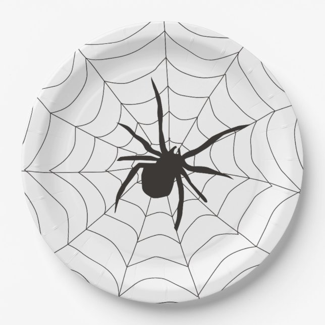 Assiettes En Carton Motif d'araignée d'Halloween (Devant)
