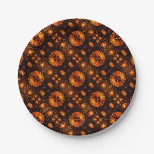 Assiettes En Carton Motif d'art abstrait élégant boho moderne or #507