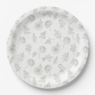 Assiettes En Carton Motif d'art botanique minimal en ligne (8)