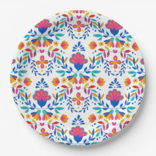 Assiettes En Carton Motif d'art populaire mexicain
