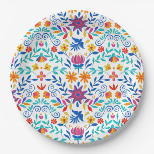 Assiettes En Carton Motif d'art populaire mexicain