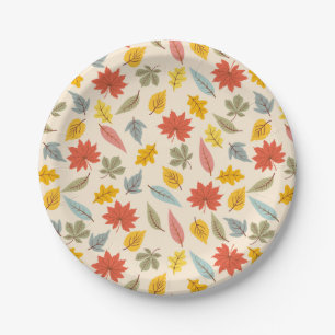 Assiettes En Carton Motif d'automne feuille colorée