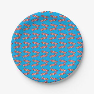 Assiettes En Carton Motif de bacon bleu ciel